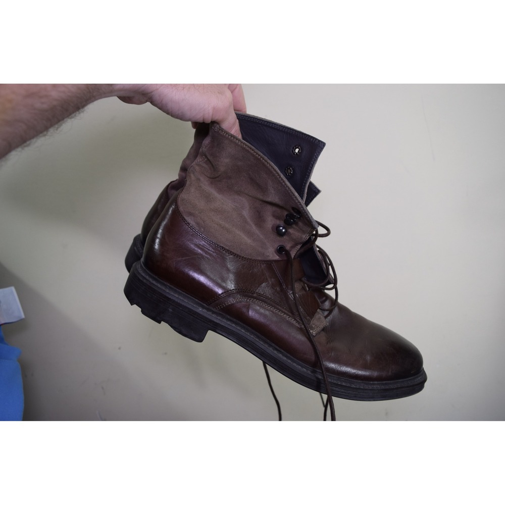 $450 To Boot New York DUNCAN Brown Leather Suede Combat Boots Italy MENS 8.5